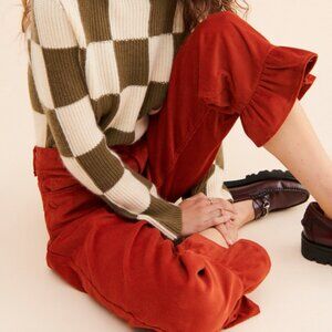 Tach Palma Ruffle Hem Pant Rust Brown S